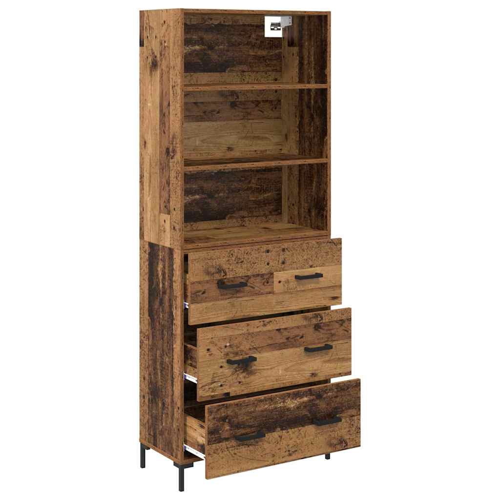 vidaXL Highboard z szufladą Stare drewno 69,5 x 34 x 180 cm