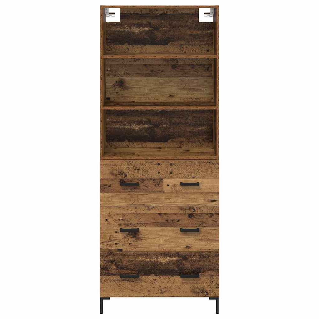 vidaXL Highboard z szufladą Stare drewno 69,5 x 34 x 180 cm