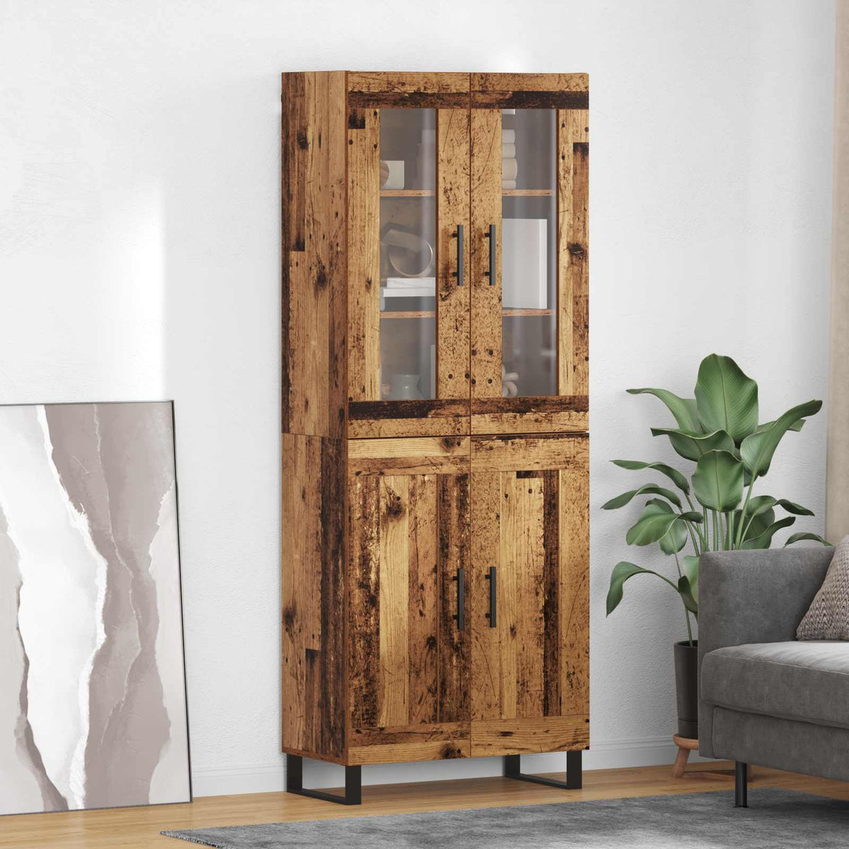 vidaXL Highboard 2 szt. Stare drewno 69,5 x 34 x 180 cm