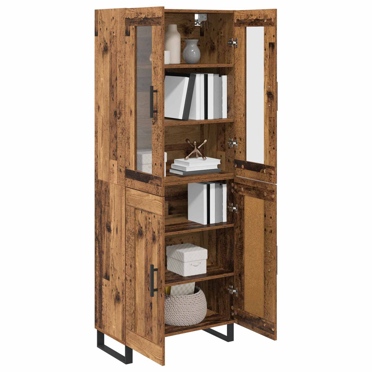 vidaXL Highboard 2 szt. Stare drewno 69,5 x 34 x 180 cm