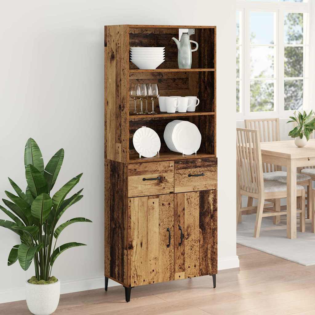 vidaXL Highboard z szufladą Stare drewno 69,5 x 34 x 180 cm