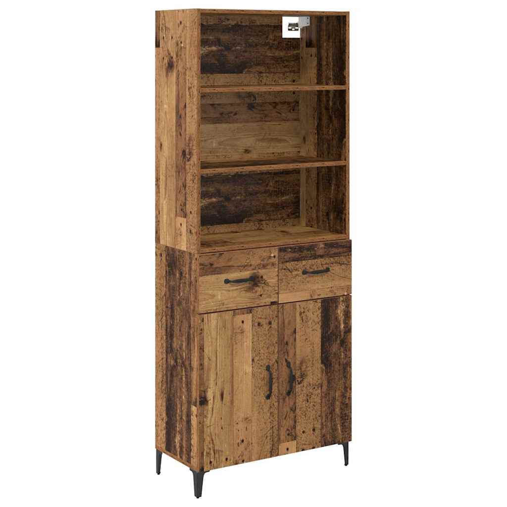 vidaXL Highboard z szufladą Stare drewno 69,5 x 34 x 180 cm