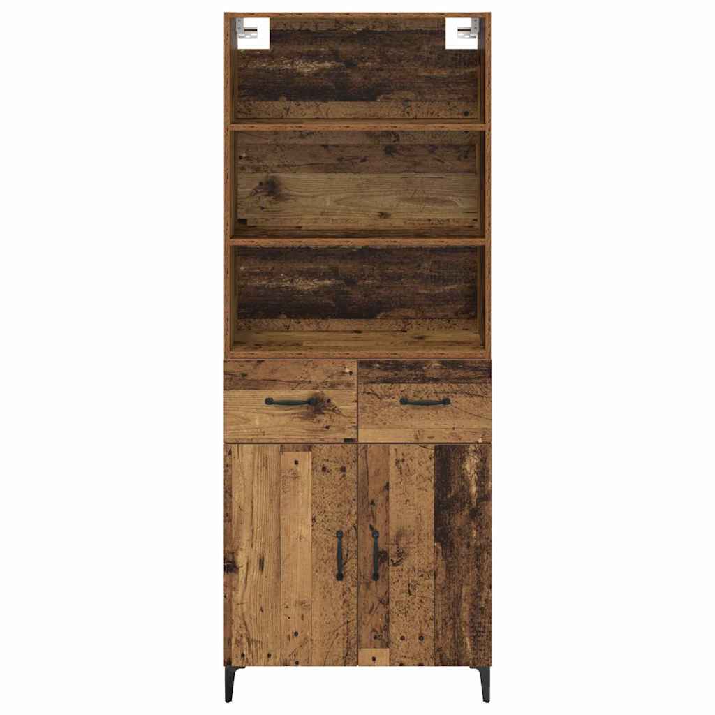 vidaXL Highboard z szufladą Stare drewno 69,5 x 34 x 180 cm