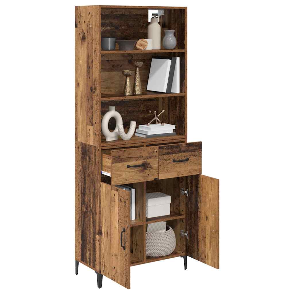 vidaXL Highboard z szufladą Stare drewno 69,5 x 34 x 180 cm