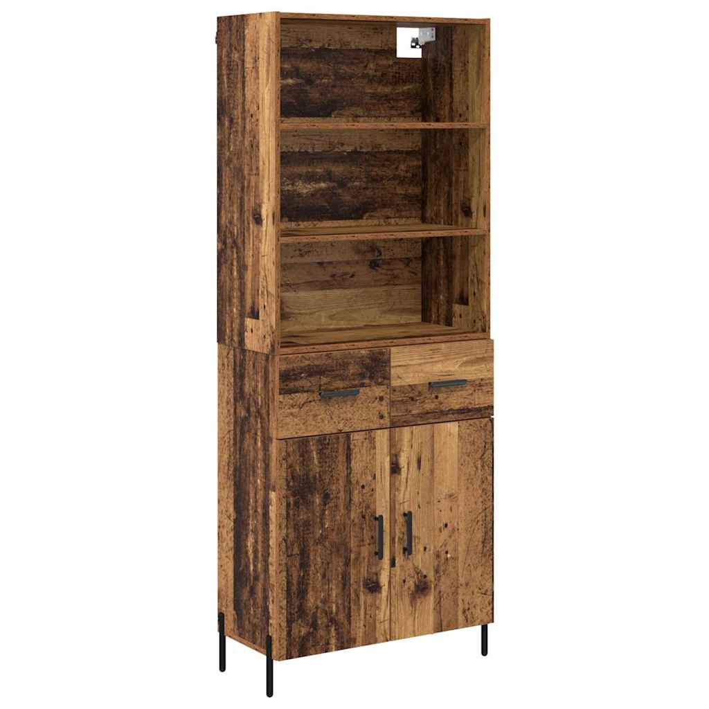 vidaXL Highboard z szufladą Stare drewno 69,5 x 32,5 x 180 cm