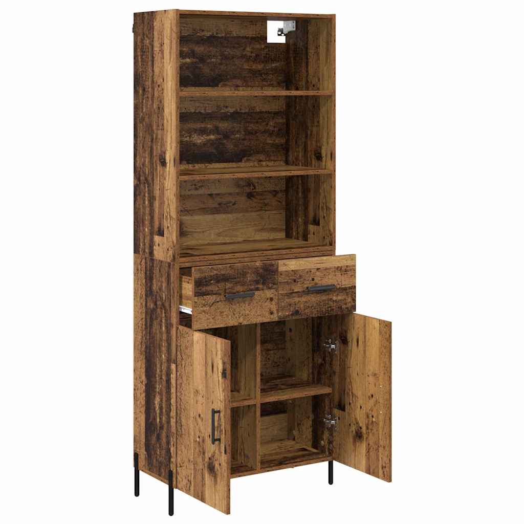 vidaXL Highboard z szufladą Stare drewno 69,5 x 32,5 x 180 cm