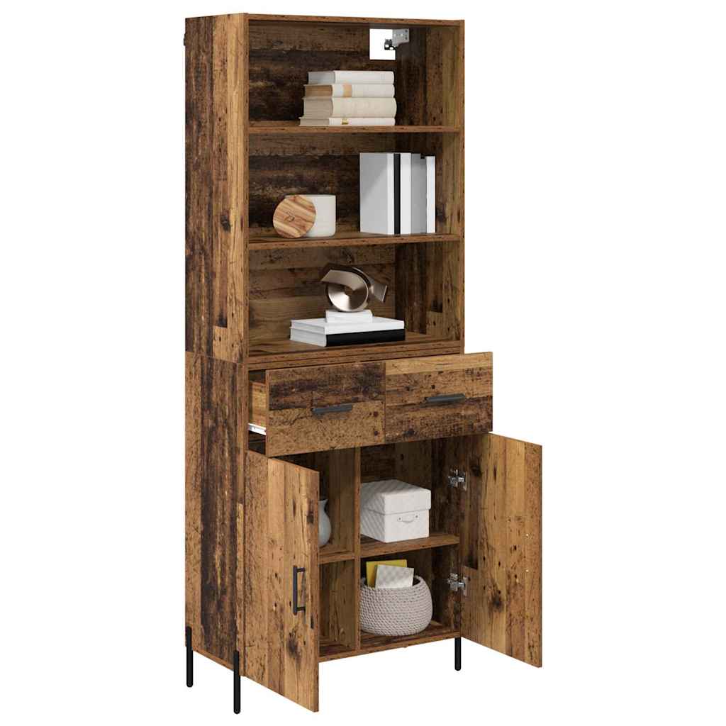 vidaXL Highboard z szufladą Stare drewno 69,5 x 32,5 x 180 cm