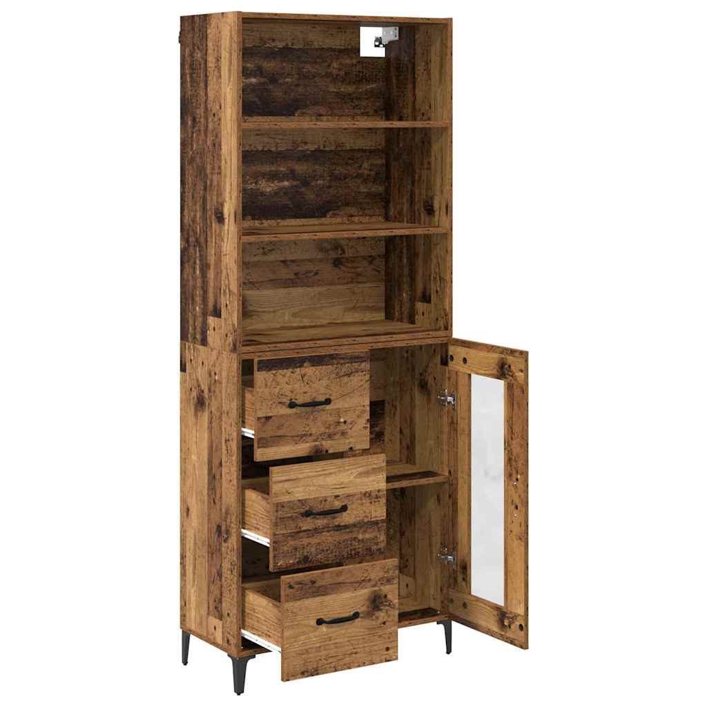 vidaXL Highboard z szufladą Stare drewno 69,5 x 34 x 180 cm