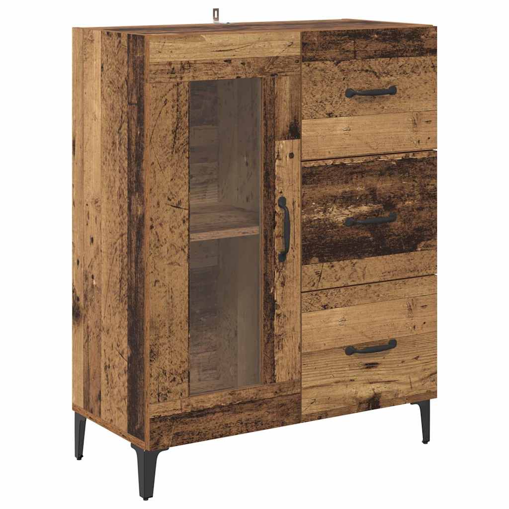 vidaXL Highboard z szufladą Stare drewno 69,5 x 34 x 180 cm