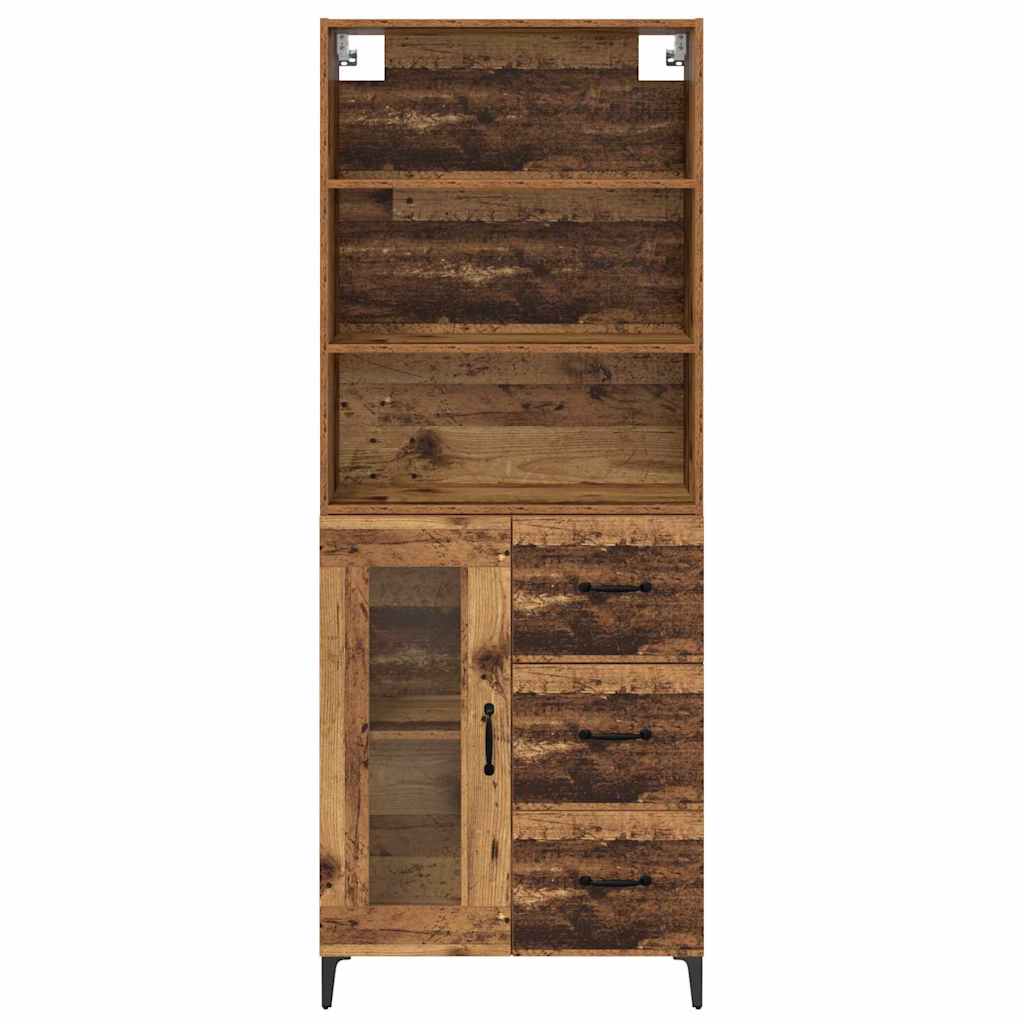 vidaXL Highboard z szufladą Stare drewno 69,5 x 34 x 180 cm