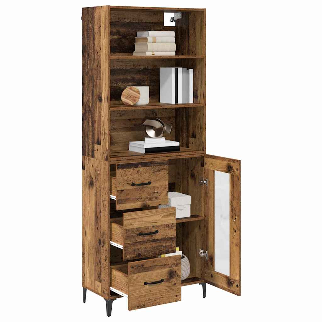 vidaXL Highboard z szufladą Stare drewno 69,5 x 34 x 180 cm