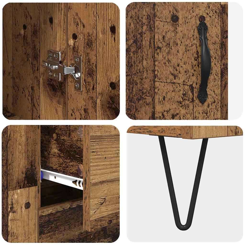 vidaXL Highboard z szufladą 2 pcs Stare drewno Materiał drewnopochodny
