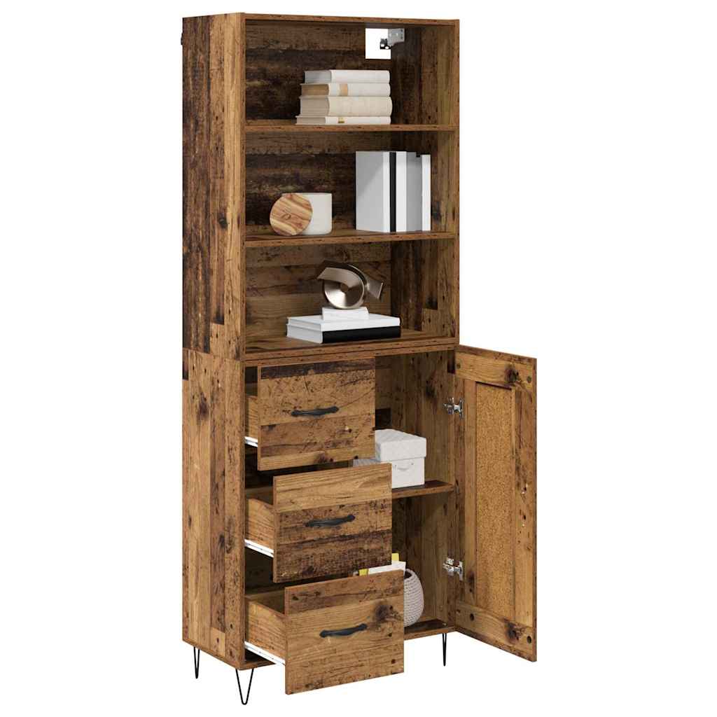 vidaXL Highboard z szufladą 2 pcs Stare drewno Materiał drewnopochodny