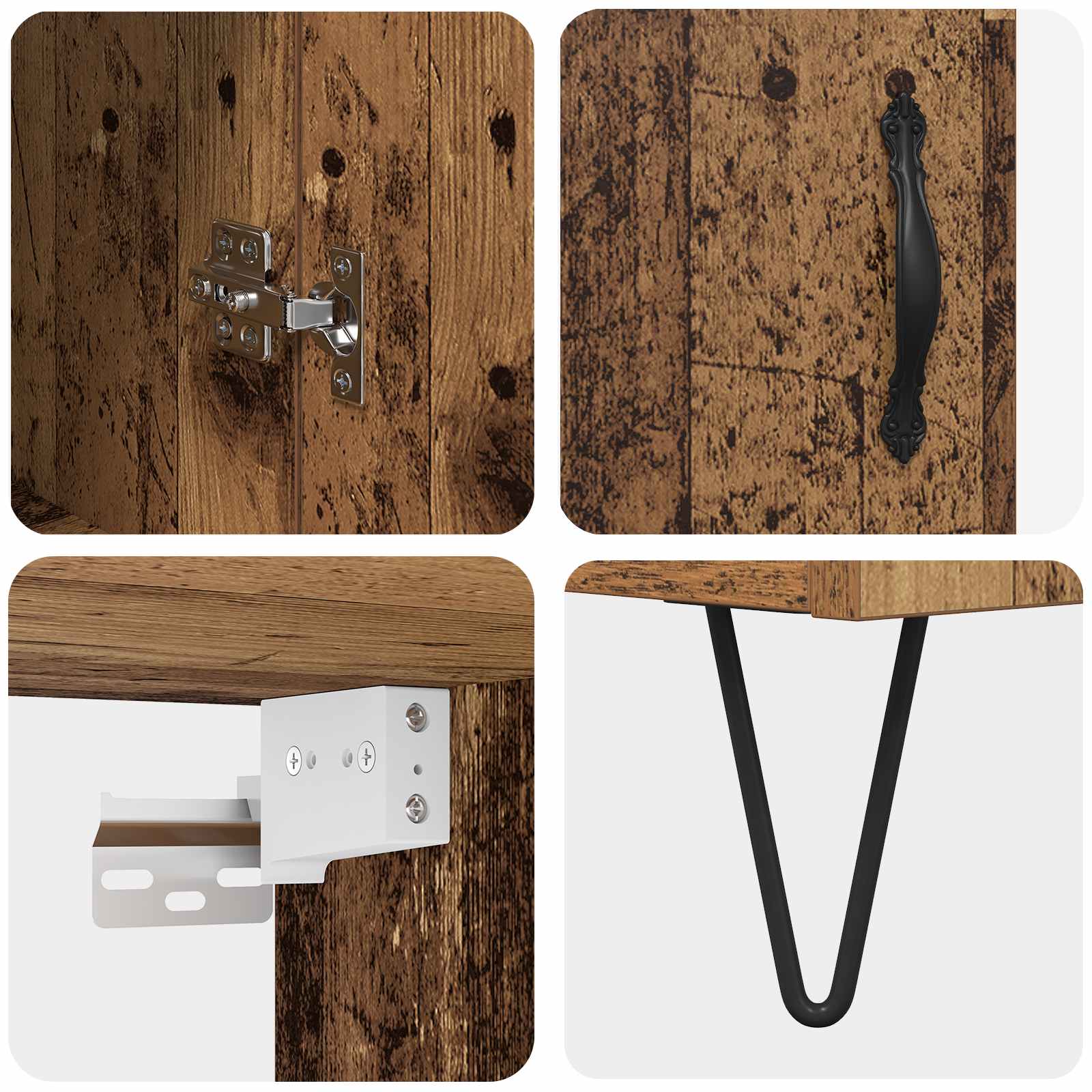 vidaXL Highboard 2 pcs Stare drewno Materiał drewnopochodny