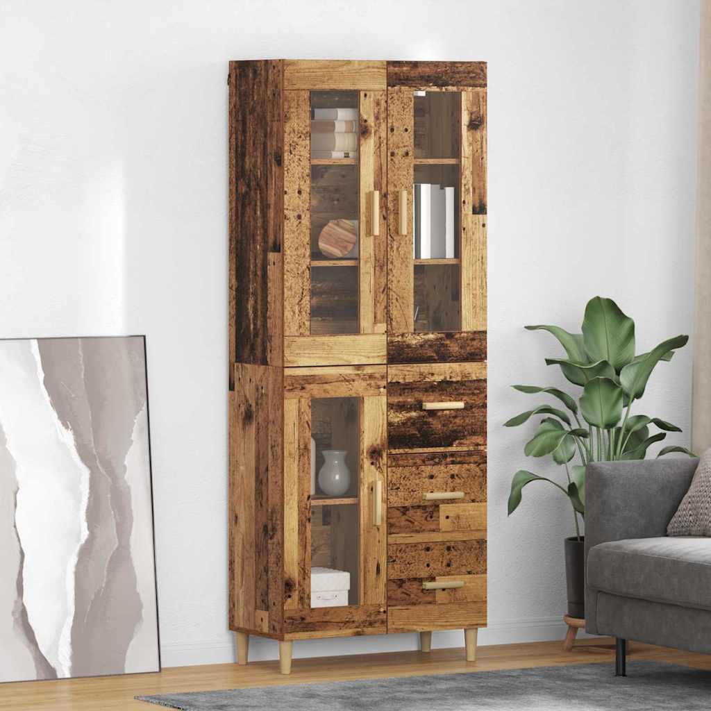vidaXL Highboard z szufladą Stare drewno 69,5 x 34 x 180 cm