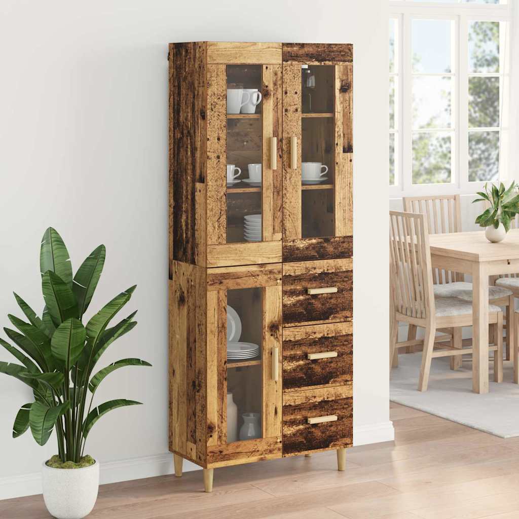 vidaXL Highboard z szufladą Stare drewno 69,5 x 34 x 180 cm