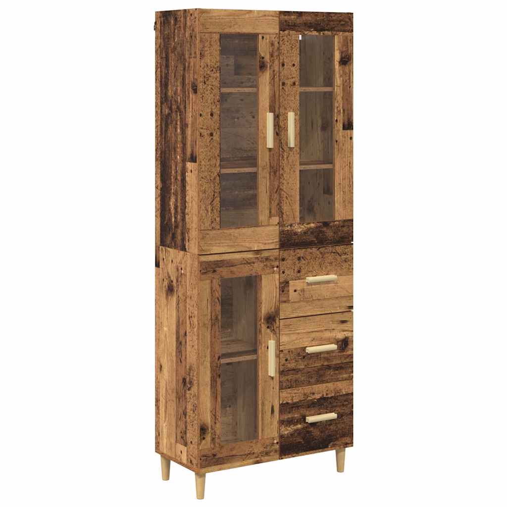 vidaXL Highboard z szufladą Stare drewno 69,5 x 34 x 180 cm