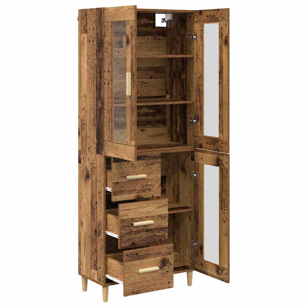 vidaXL Highboard z szufladą Stare drewno 69,5 x 34 x 180 cm