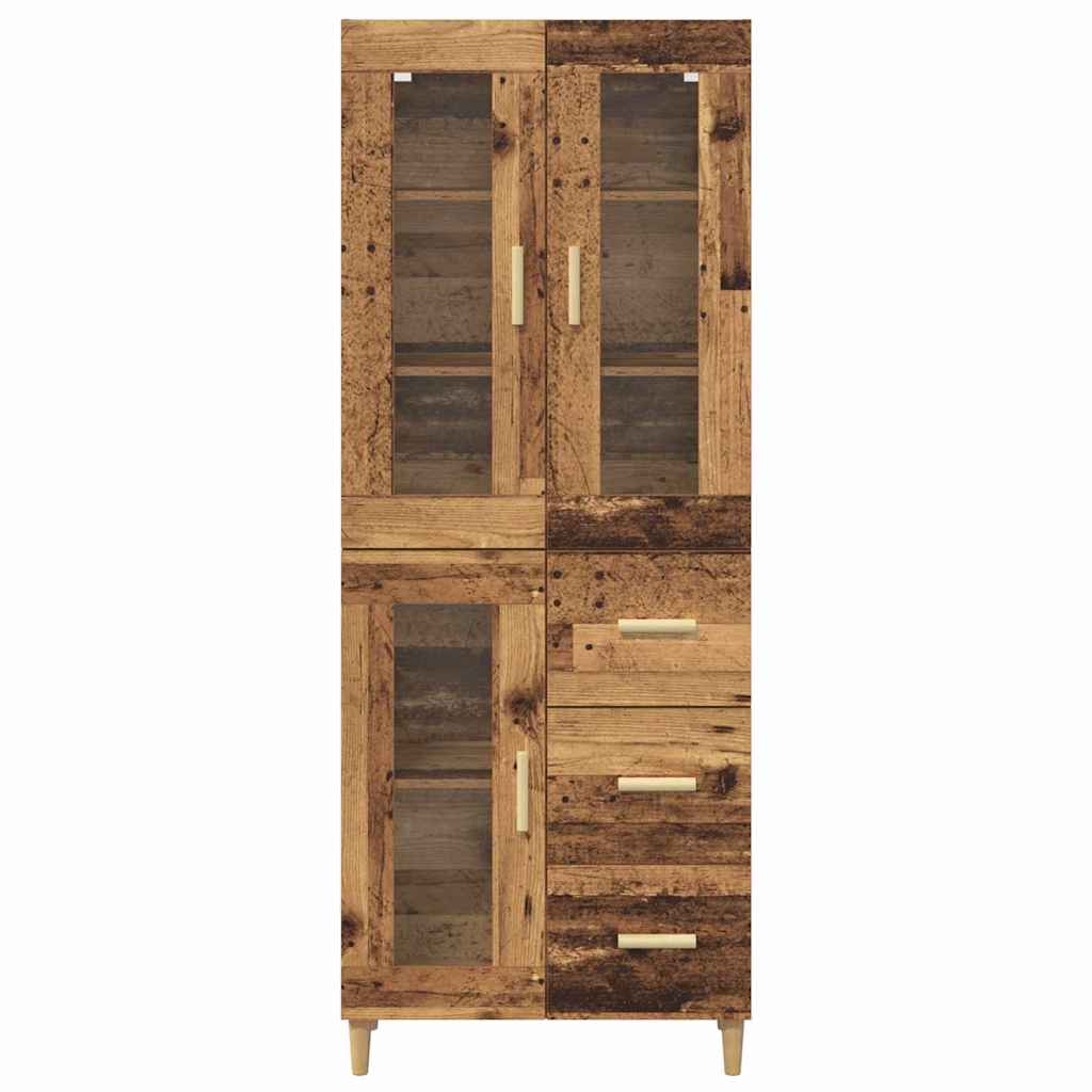 vidaXL Highboard z szufladą Stare drewno 69,5 x 34 x 180 cm