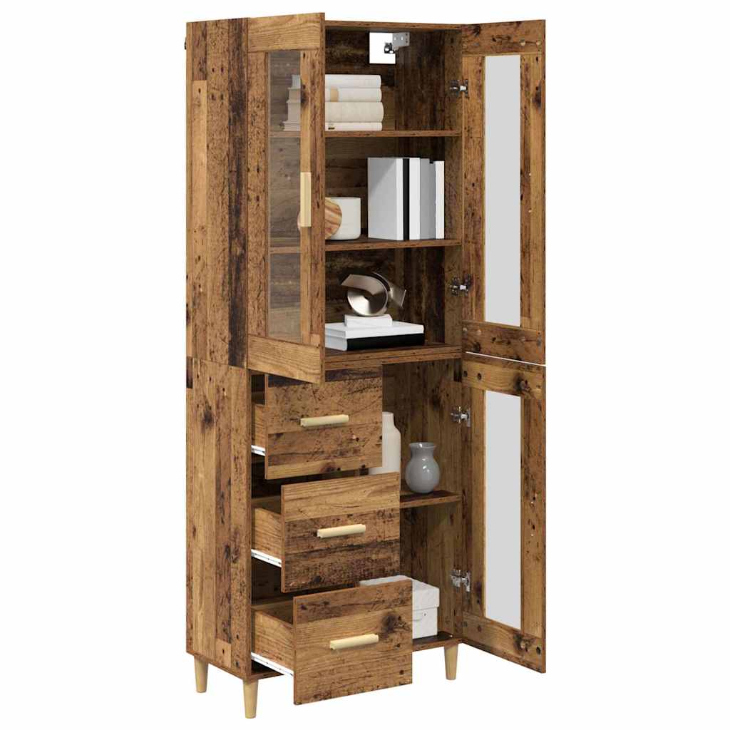 vidaXL Highboard z szufladą Stare drewno 69,5 x 34 x 180 cm
