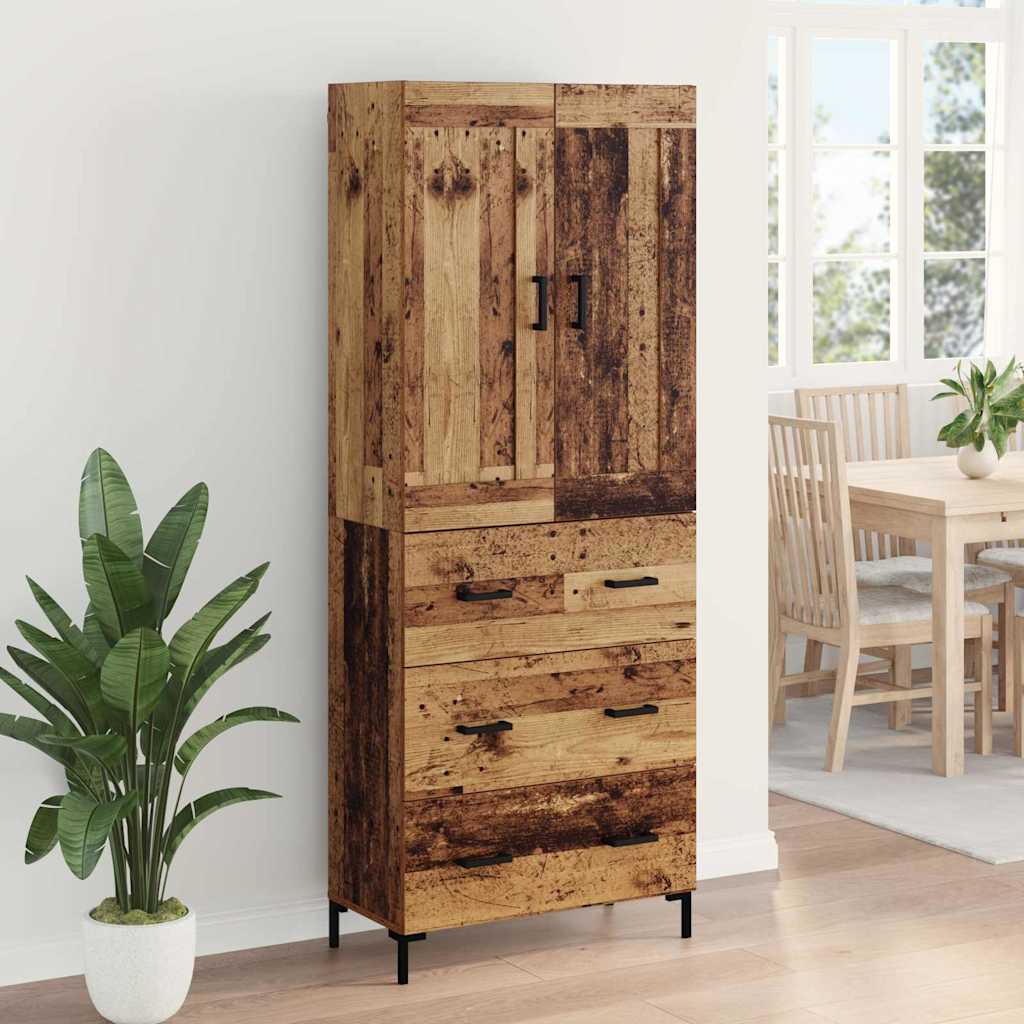 vidaXL Highboard z szufladą 2 pcs Stare drewno Materiał drewnopochodny