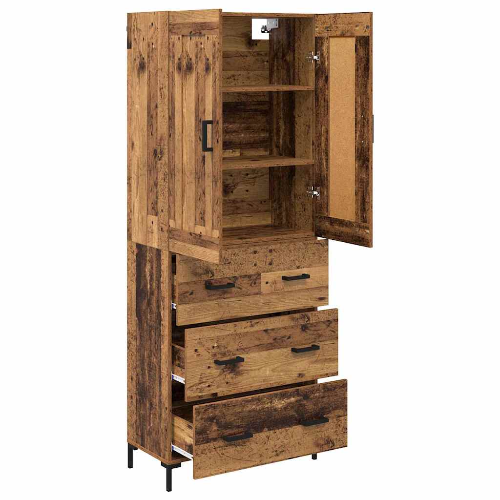 vidaXL Highboard z szufladą 2 pcs Stare drewno Materiał drewnopochodny