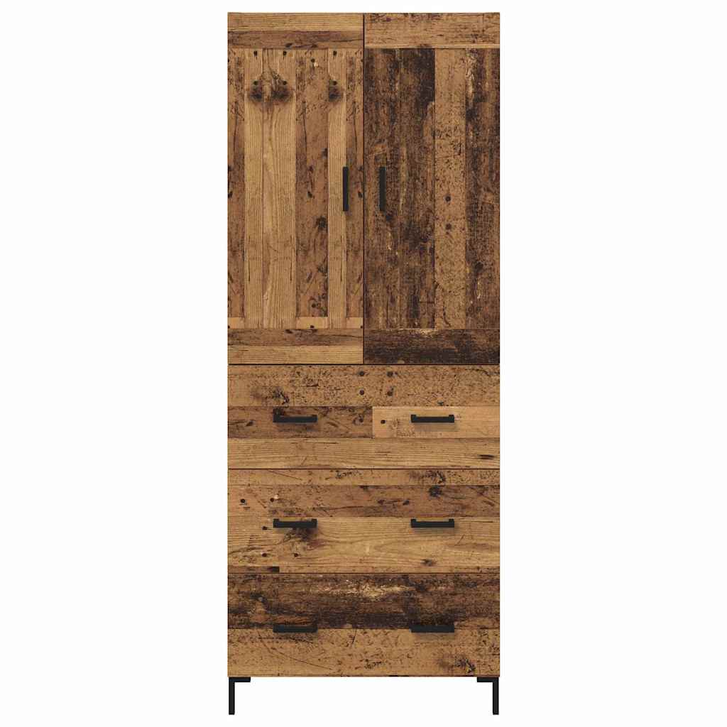 vidaXL Highboard z szufladą 2 pcs Stare drewno Materiał drewnopochodny