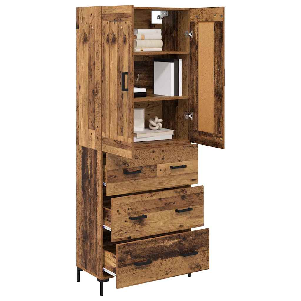 vidaXL Highboard z szufladą 2 pcs Stare drewno Materiał drewnopochodny