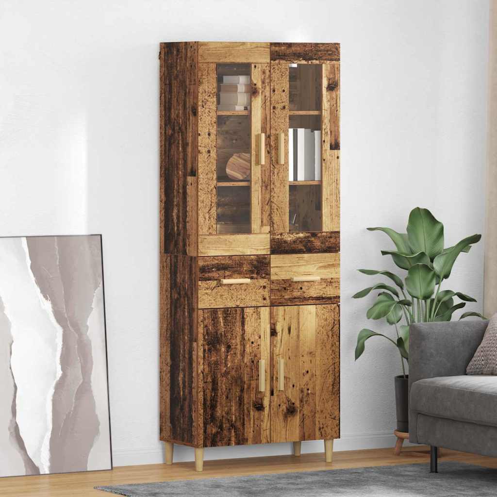 vidaXL Highboard z szufladą Stare drewno 69,5 x 34 x 180 cm