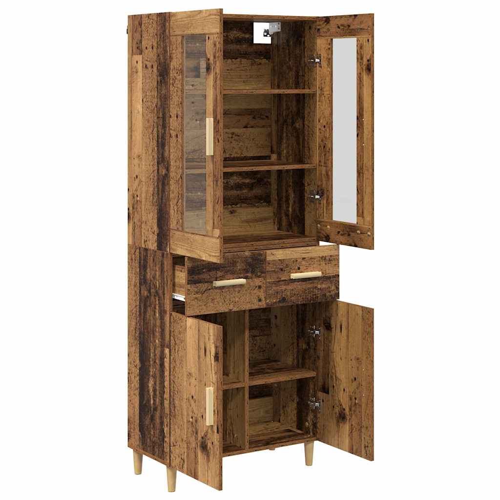 vidaXL Highboard z szufladą Stare drewno 69,5 x 34 x 180 cm