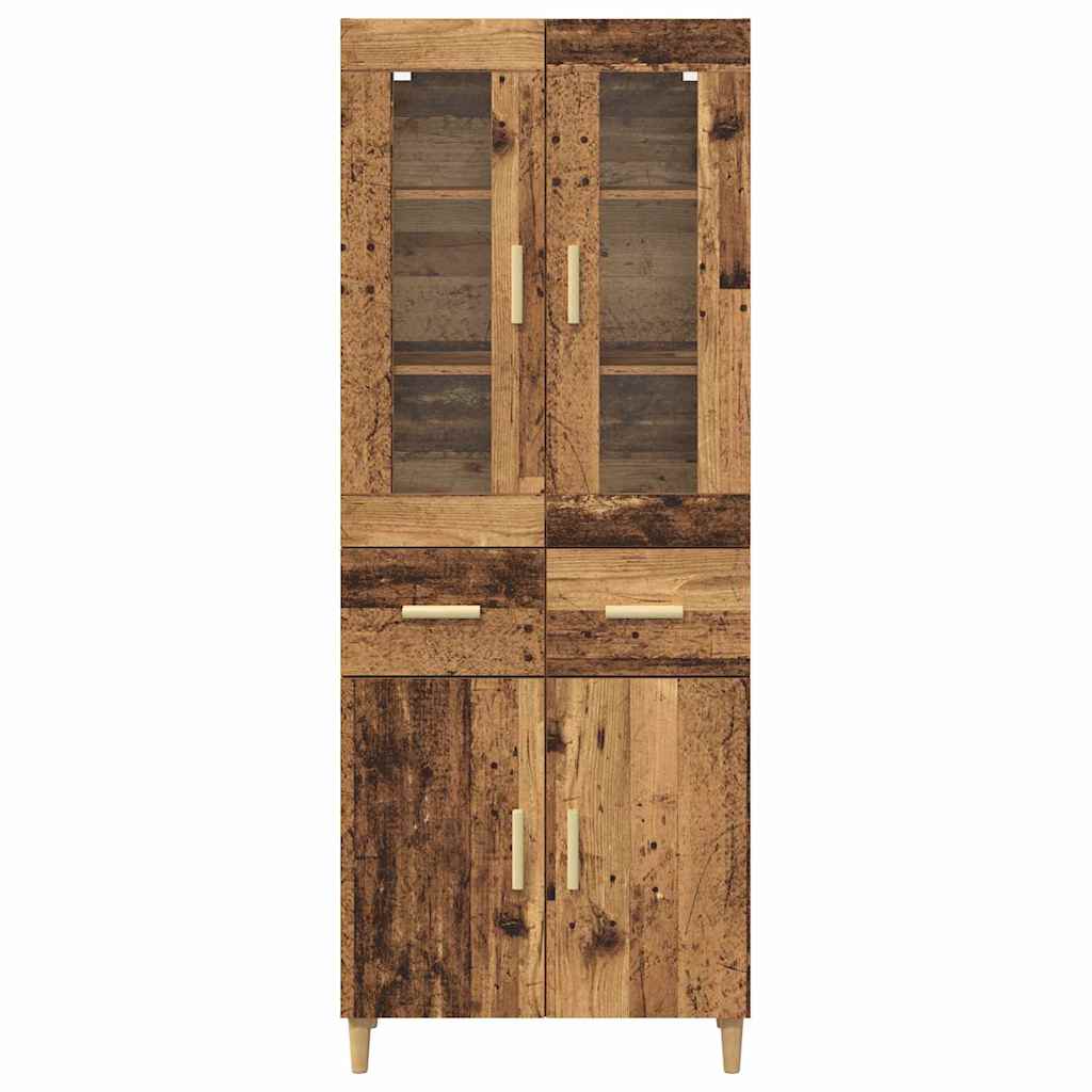 vidaXL Highboard z szufladą Stare drewno 69,5 x 34 x 180 cm