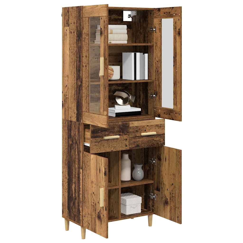 vidaXL Highboard z szufladą Stare drewno 69,5 x 34 x 180 cm