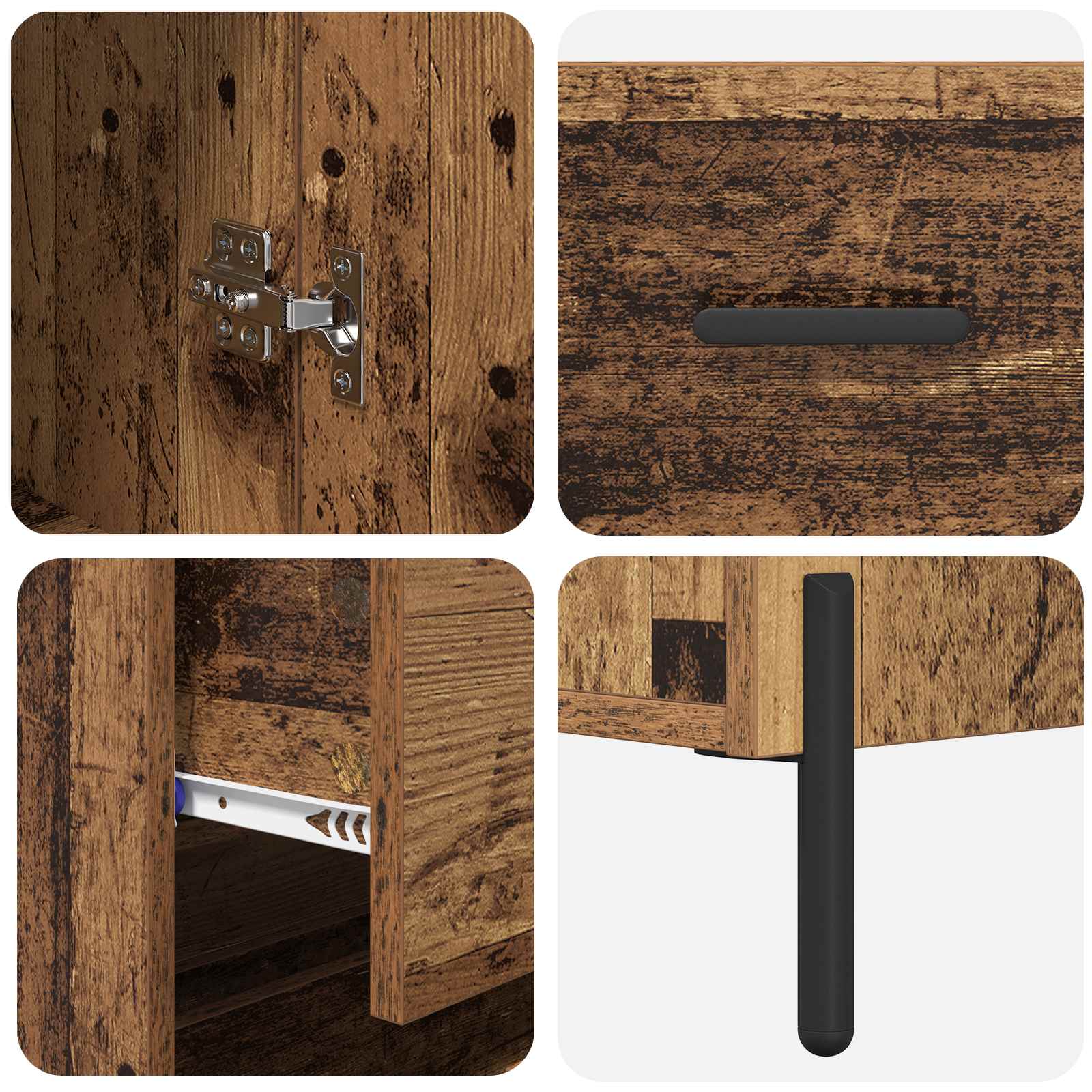 vidaXL Highboard 2 pcs Stare drewno Materiał drewnopochodny