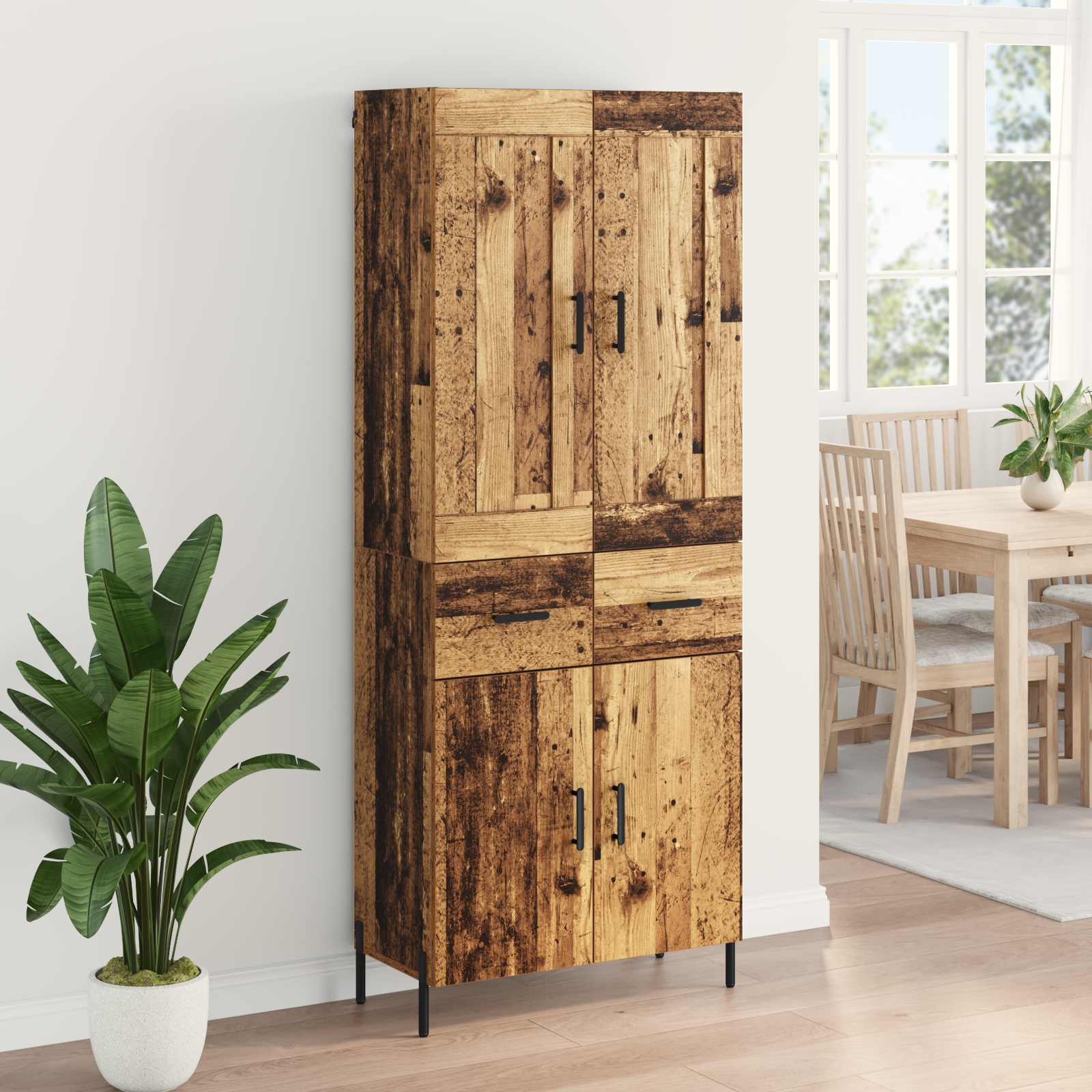 vidaXL Highboard 2 pcs Stare drewno Materiał drewnopochodny