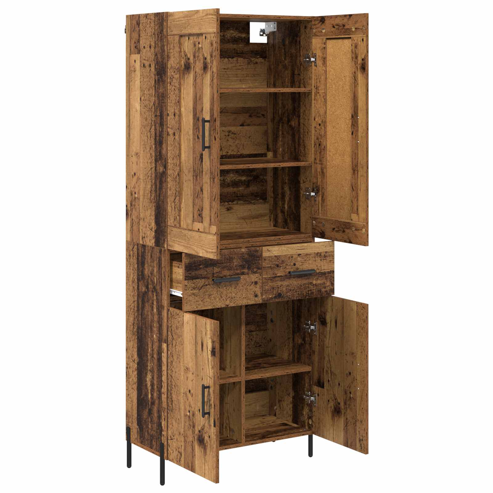 vidaXL Highboard 2 pcs Stare drewno Materiał drewnopochodny