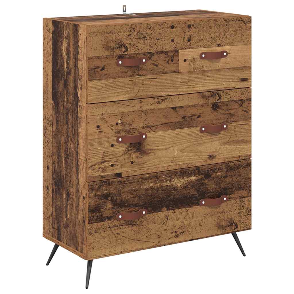 vidaXL Highboard z szufladą Stare drewno 69,5 x 34 x 180 cm