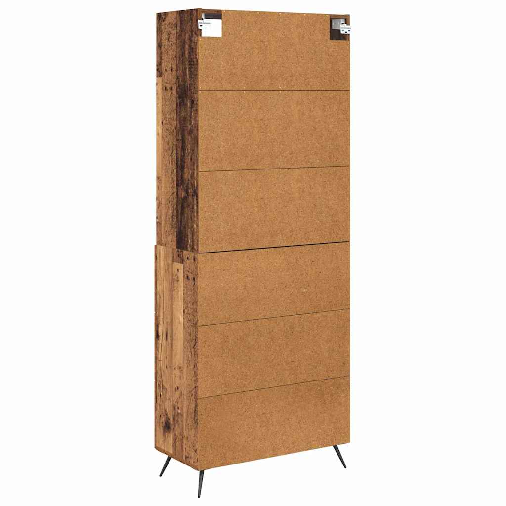 vidaXL Highboard z szufladą Stare drewno 69,5 x 34 x 180 cm
