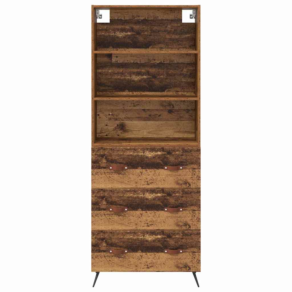 vidaXL Highboard z szufladą Stare drewno 69,5 x 34 x 180 cm