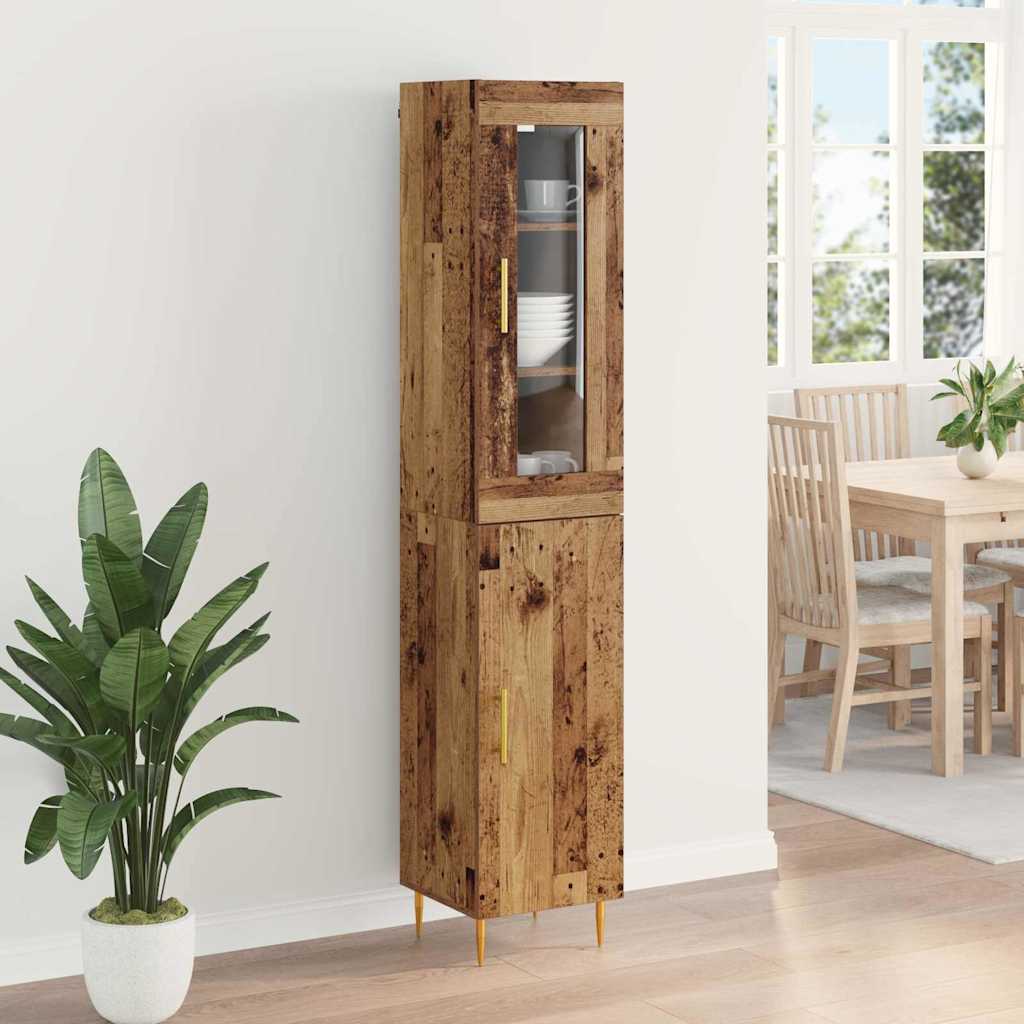 vidaXL Highboard 2 pcs Stare drewno Materiał drewnopochodny