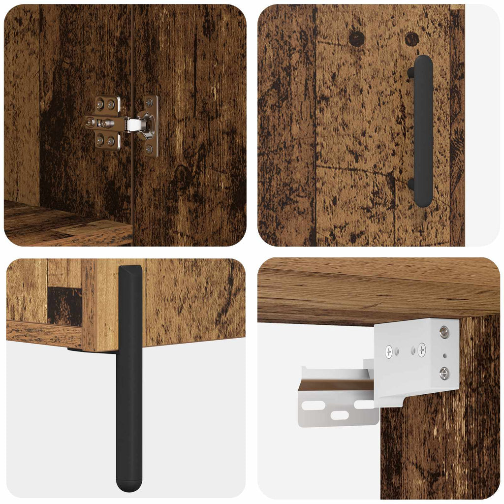 vidaXL Highboard Montowane na ścianie Stare drewno 69,5 x 34 x 180 cm