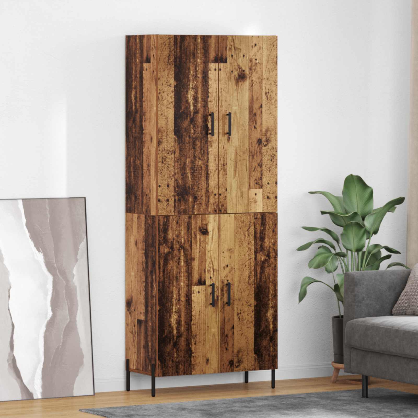 vidaXL Highboard Montowane na ścianie Stare drewno 69,5 x 34 x 180 cm