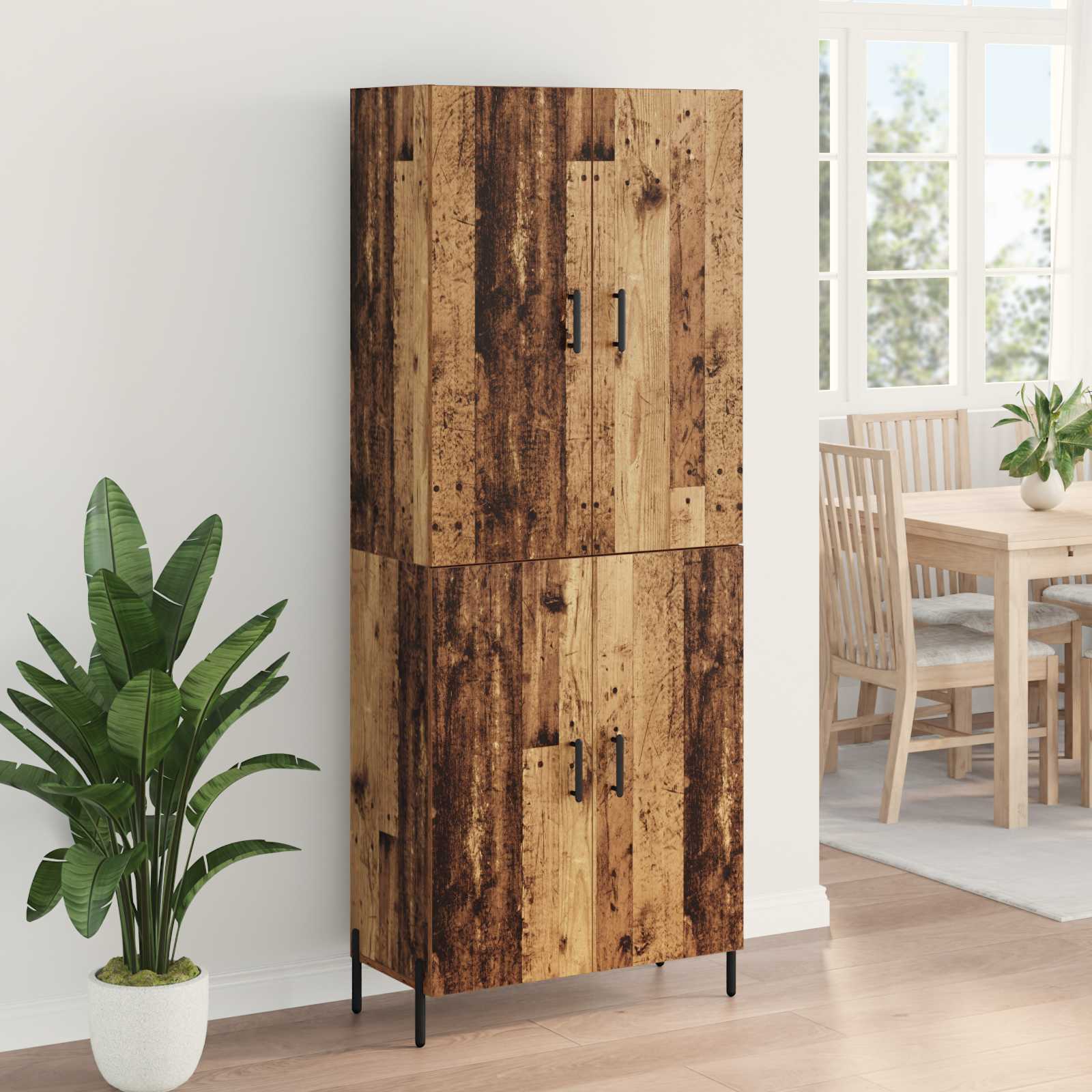 vidaXL Highboard Montowane na ścianie Stare drewno 69,5 x 34 x 180 cm