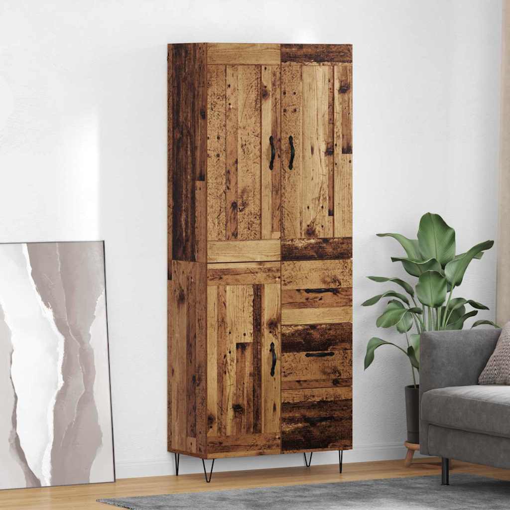 vidaXL Highboard Stare drewno 69,5 x 34 x 180 cm Drewno inżynieryjne