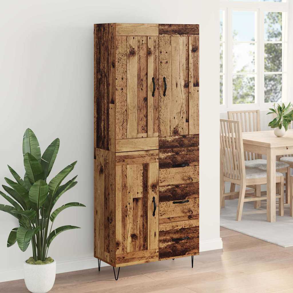 vidaXL Highboard Stare drewno 69,5 x 34 x 180 cm Drewno inżynieryjne