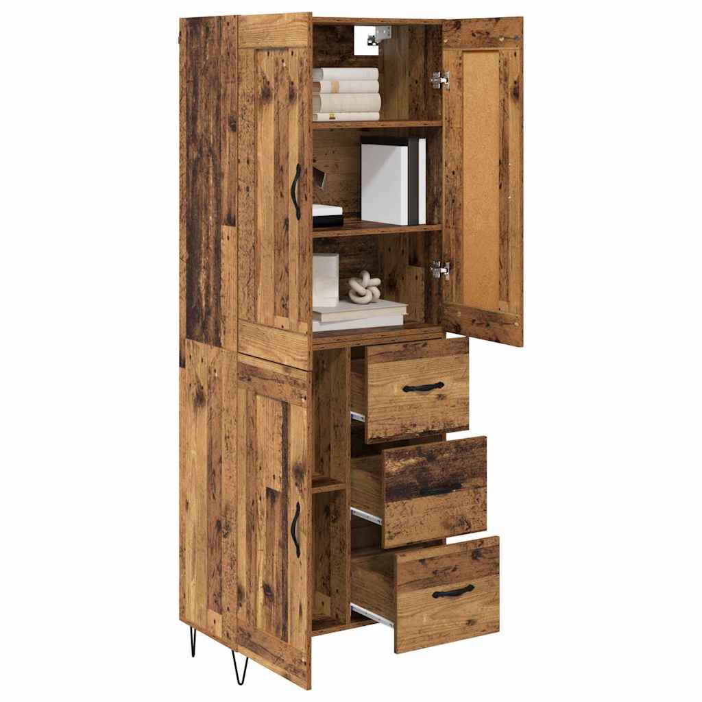 vidaXL Highboard Stare drewno 69,5 x 34 x 180 cm Drewno inżynieryjne