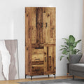 vidaXL Highboard Montowane na ścianie Stare drewno 69,5 x 34 x 180 cm