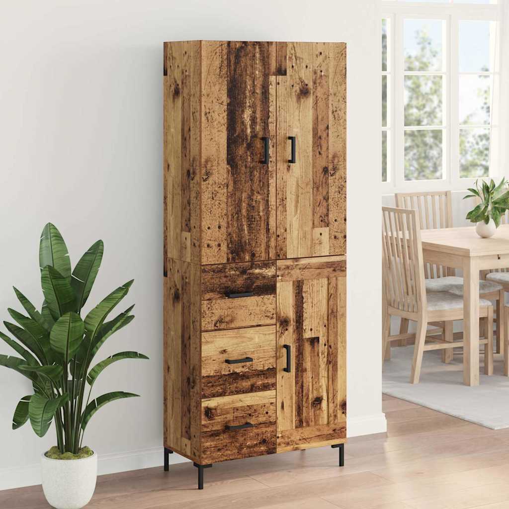 vidaXL Highboard Montowane na ścianie Stare drewno 69,5 x 34 x 180 cm