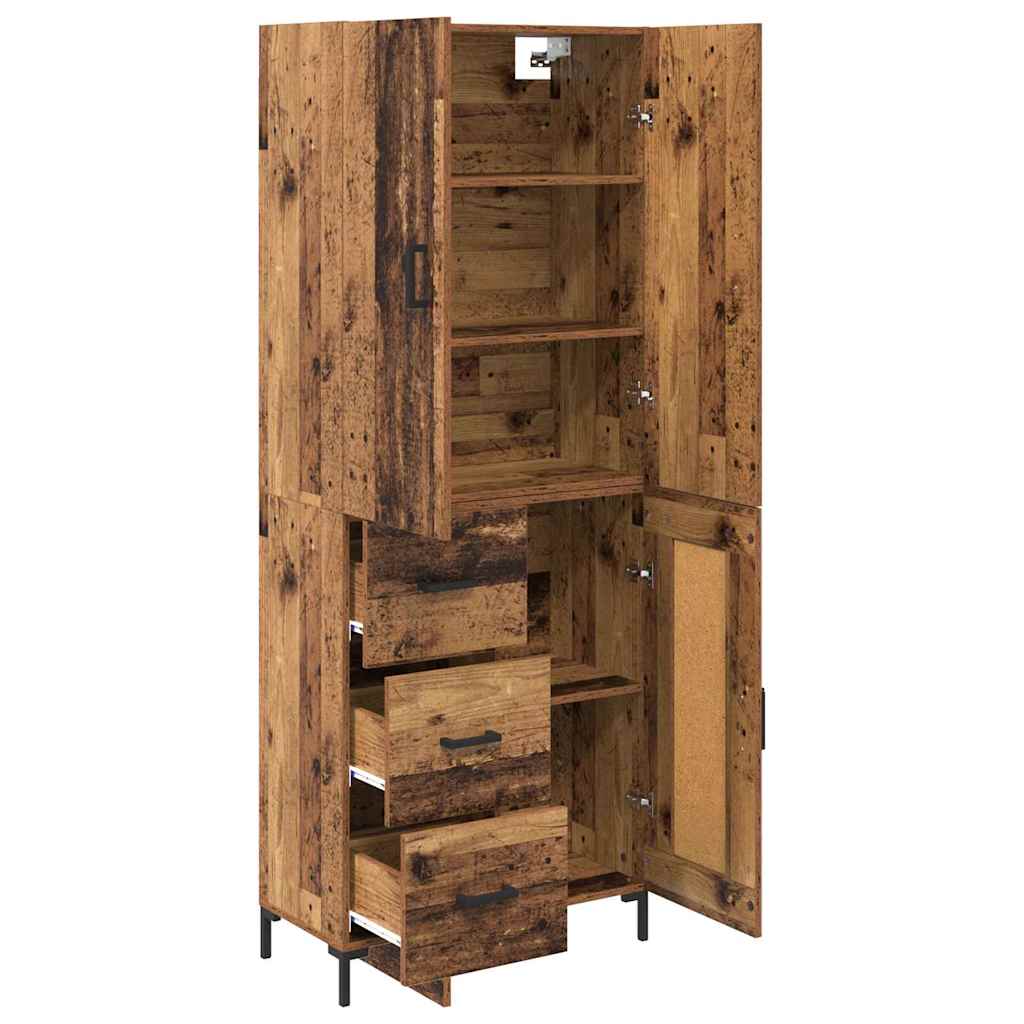 vidaXL Highboard Montowane na ścianie Stare drewno 69,5 x 34 x 180 cm