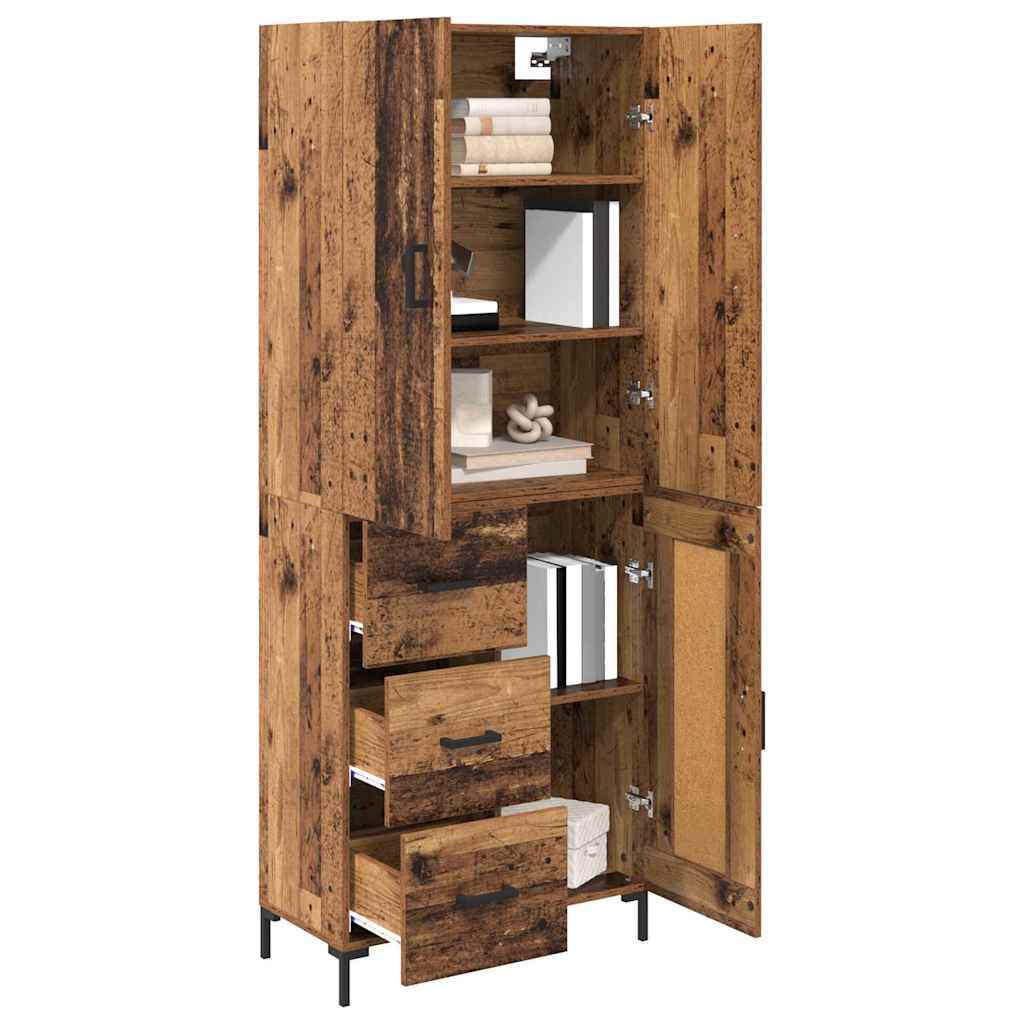 vidaXL Highboard Montowane na ścianie Stare drewno 69,5 x 34 x 180 cm
