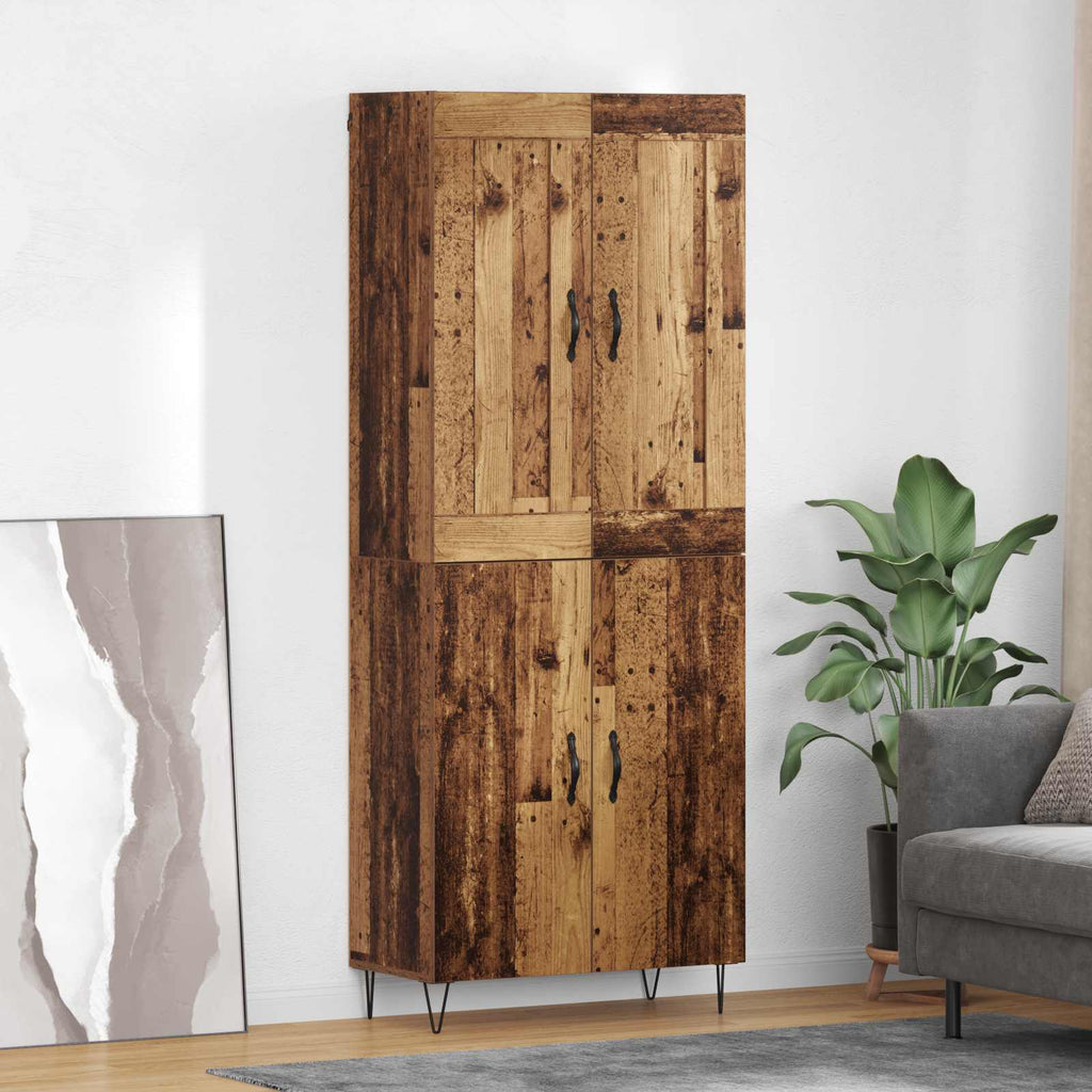 vidaXL Highboard Stare drewno 69,5 x 34 x 180 cm Drewno inżynieryjne